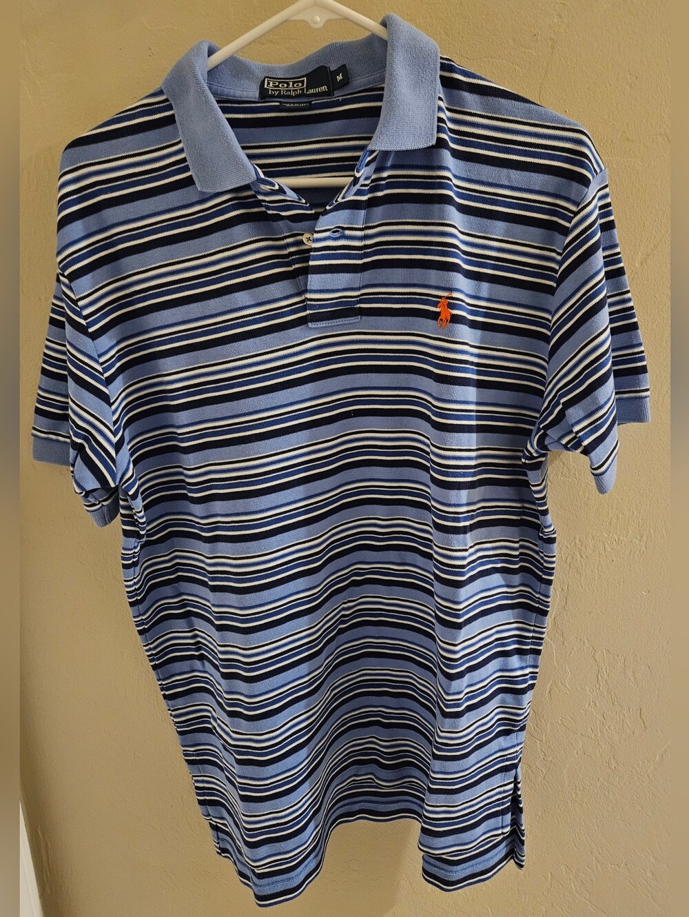 Vintage 90s Polo Golf/Preppy Shirt Men's Blue White Striped Medium
